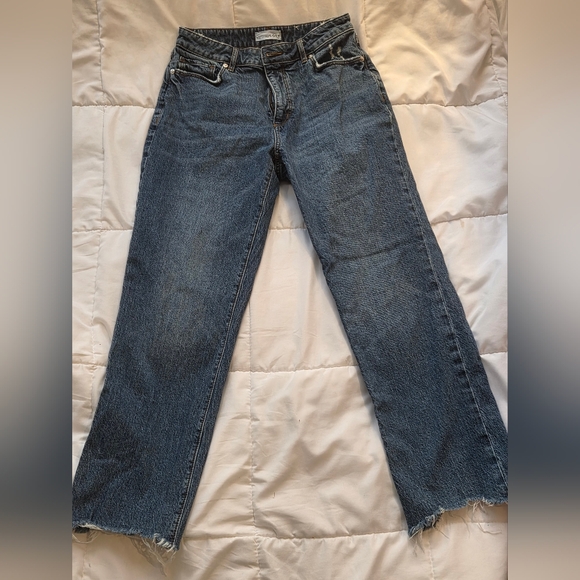 LOFT Straight Crop Jeans Womens Size 4 27 Medium Wash Raw Hem Preloved - Picture 3 of 12